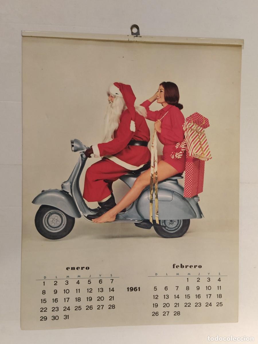 Coleccionismo Calendarios: MOTOS VESPA - CALENDARIO ANTIGUO DE PARED ORIGINAL PARA EL A&Ntilde;O 1961 -VER FOTOS- MOTOCICLETAS