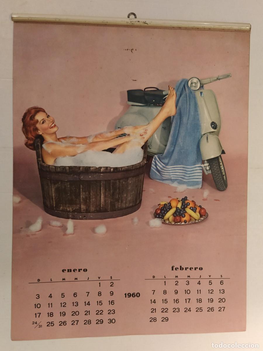 Coleccionismo Calendarios: MOTOS VESPA - CALENDARIO ANTIGUO DE PARED ORIGINAL PARA EL A&Ntilde;O 1960 -VER FOTOS- MOTOCICLETAS