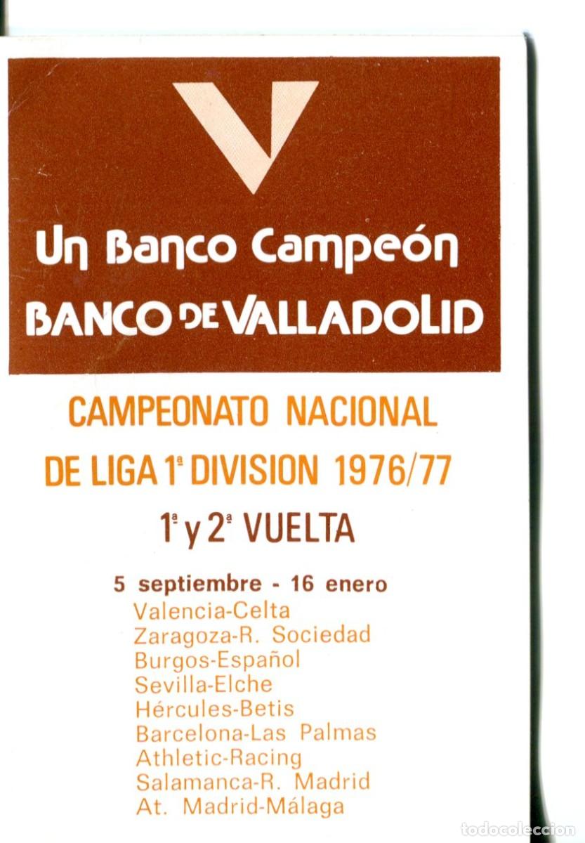 Coleccionismo Calendarios: CALENDARIODOBLE DE BOLSILLO - A&Ntilde;O 1977 - BANCO DE VALLADOLID - CAMPEONATO LIGA FUTBOL 1976-77