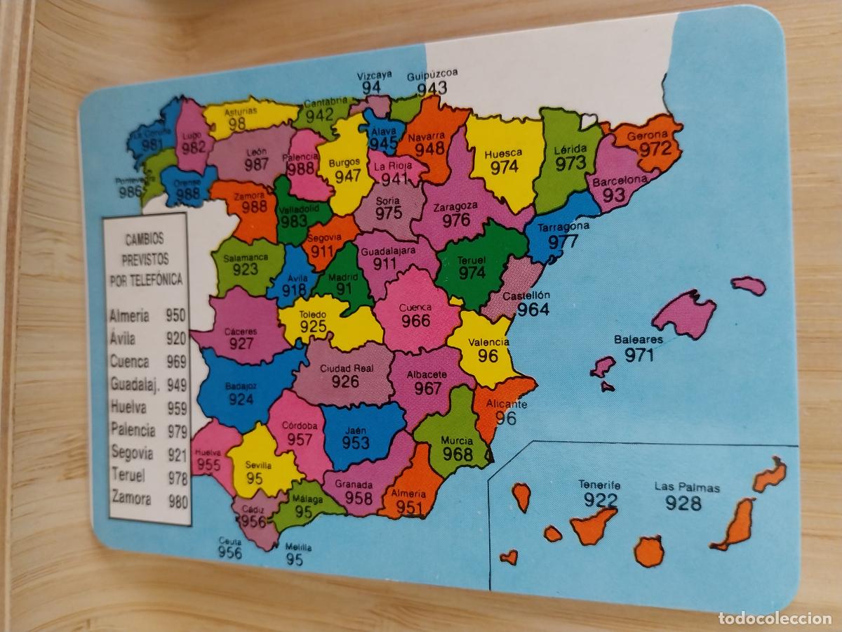 Coleccionismo Calendarios: MAPA ESPA&Ntilde;A PREFIJOS TELEFONO A&Ntilde;O 1995 PUBLICIDAD PUBLI *** PELUQUERIA YESUS ** REF BO 5864