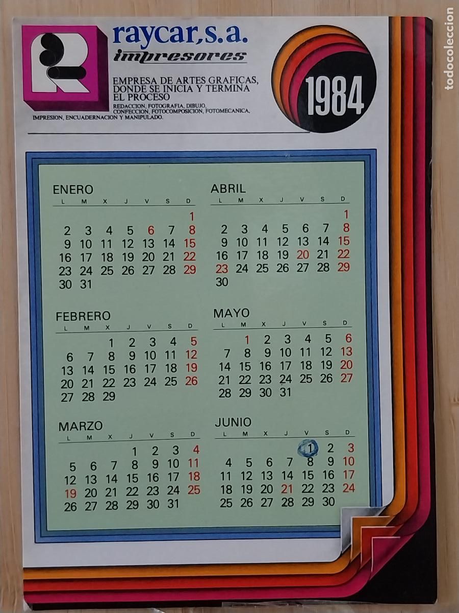 Coleccionismo Calendarios: IMPRESORES CALENDARIO 1984 PUBLI RAYCAR 11X7.7CMS