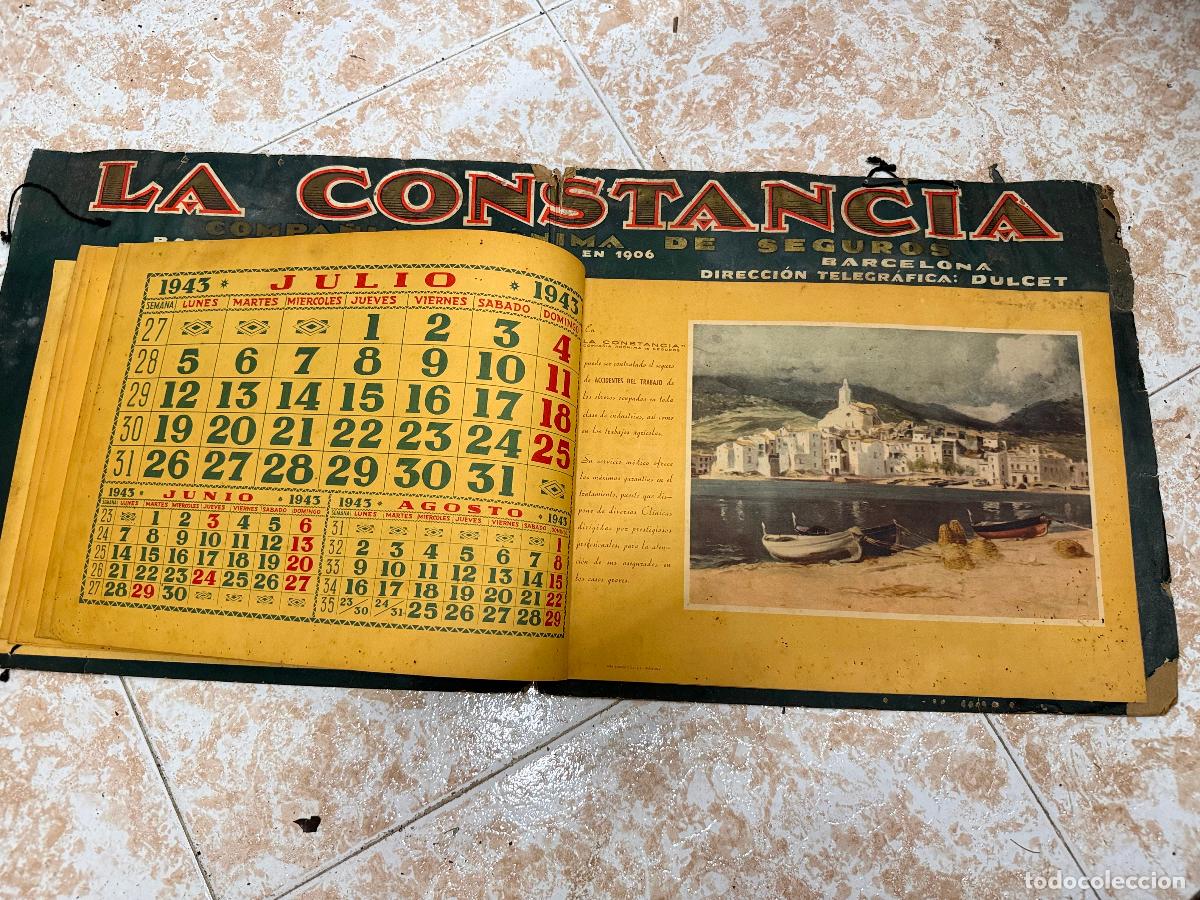 Coleccionismo Calendarios: Antiguo Calendario de pared. Compa&ntilde;ia de Seguros LA CONCORDIA. A&ntilde;o 1943. Cerrado mide unos 35x33cms