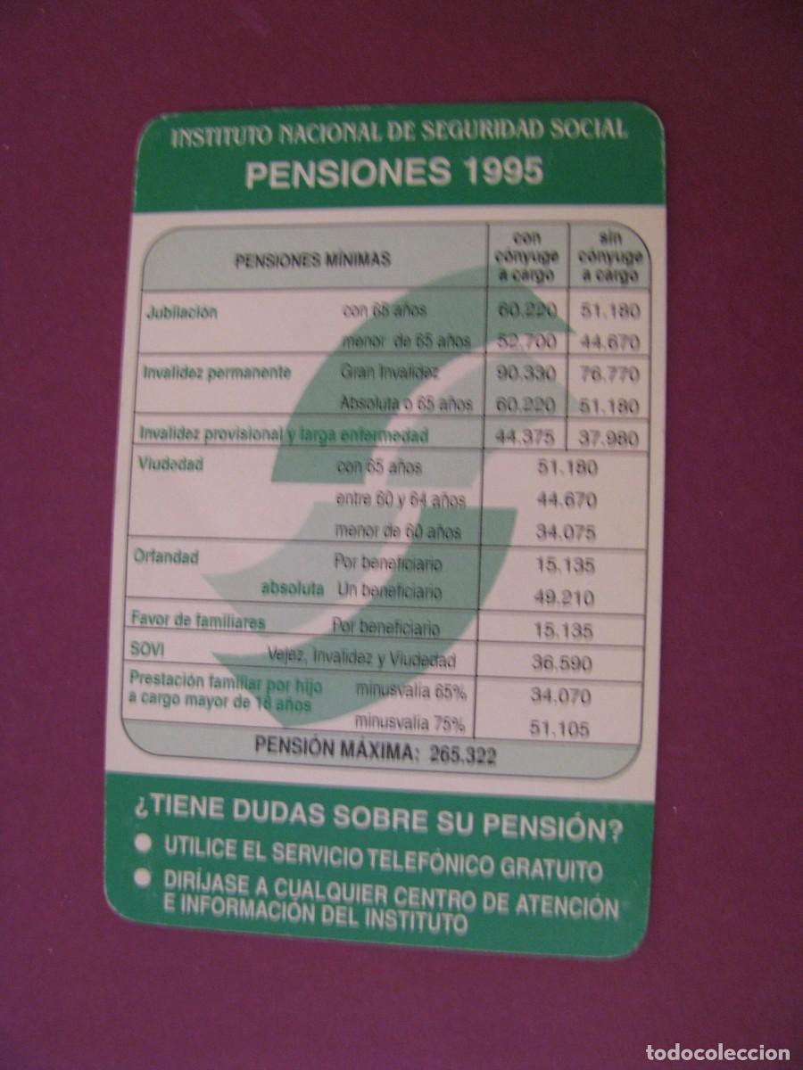 Collectables Calendars: CALENDARIO DE BOLSILLO A&Ntilde;O 1995. PENSIONES 1995