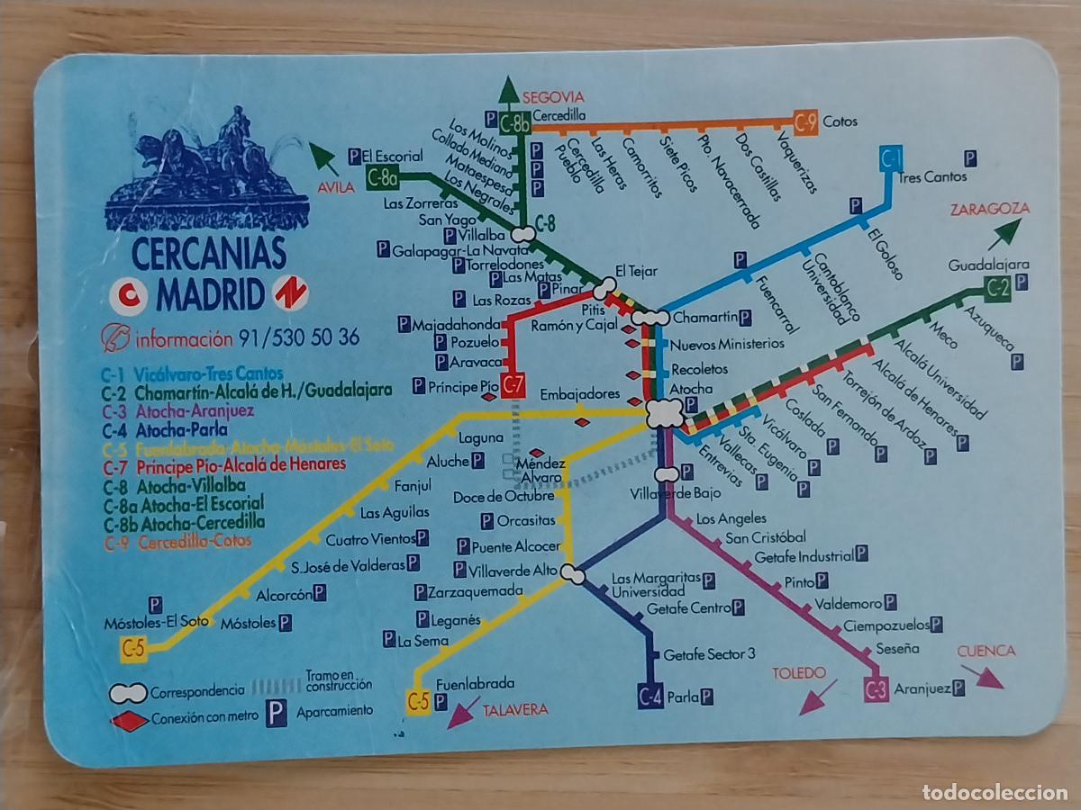 Colecionismo Calend&aacute;rios: CERCANIAS MADRID PLANO CALENDARIO 1996 PUBLI ** BAR YOLI PARLA ** REF MC 75 --**