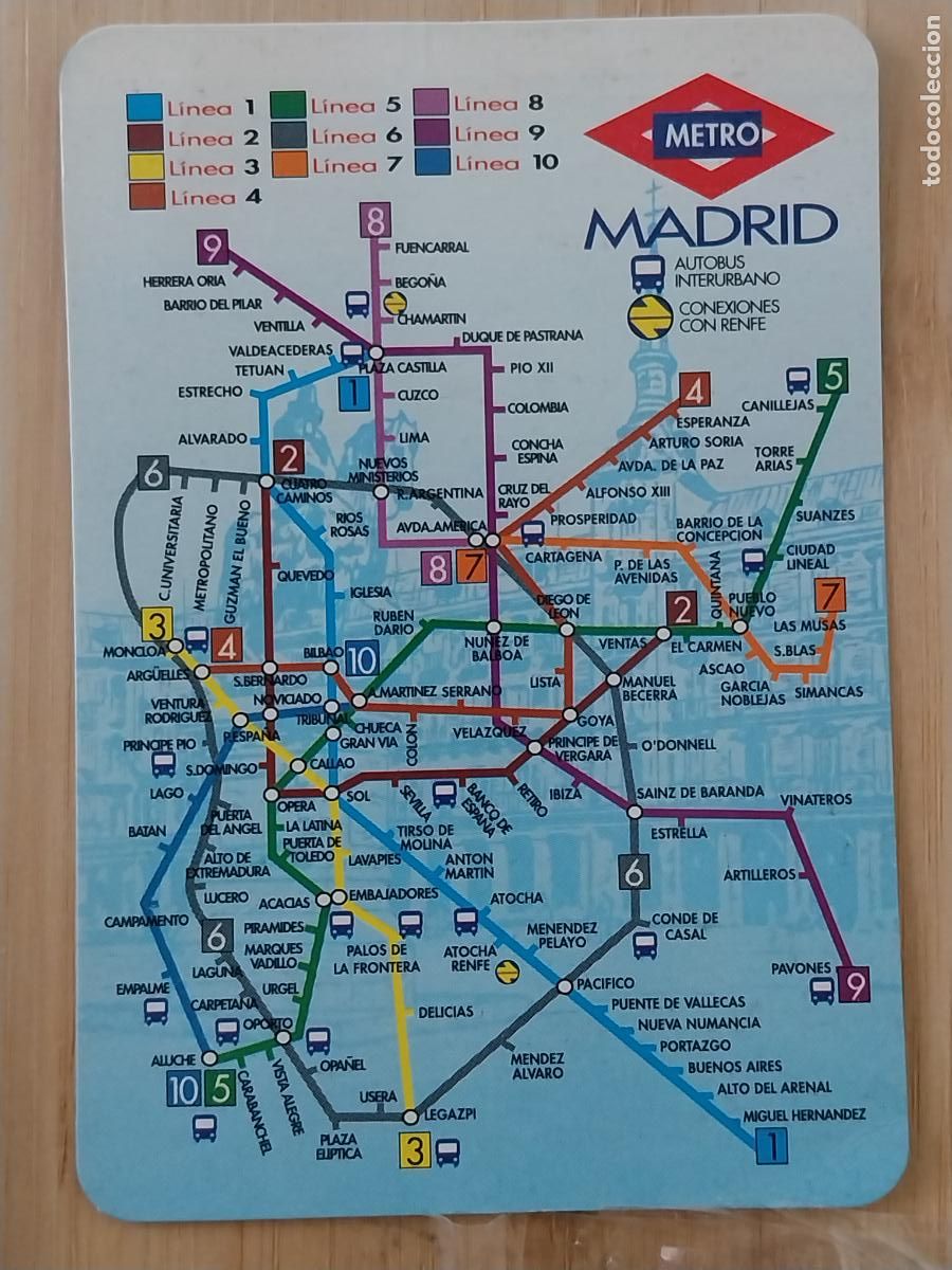 Colecionismo Calend&aacute;rios: METRO MADRID PLANO CALENDARIO 1996 PUBLI ** BAR YOLI PARLA ** REF MC 62 --**