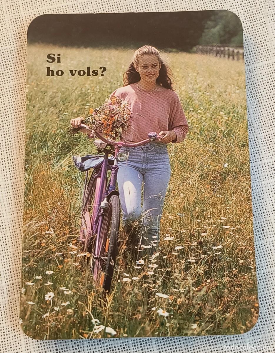 Coleccionismo Calendarios: CALENDARIO BOLSILLO | CHICA CON BICI / OBRES BEN&Eacute;FICO SOCIALS - A&Ntilde;O 1990