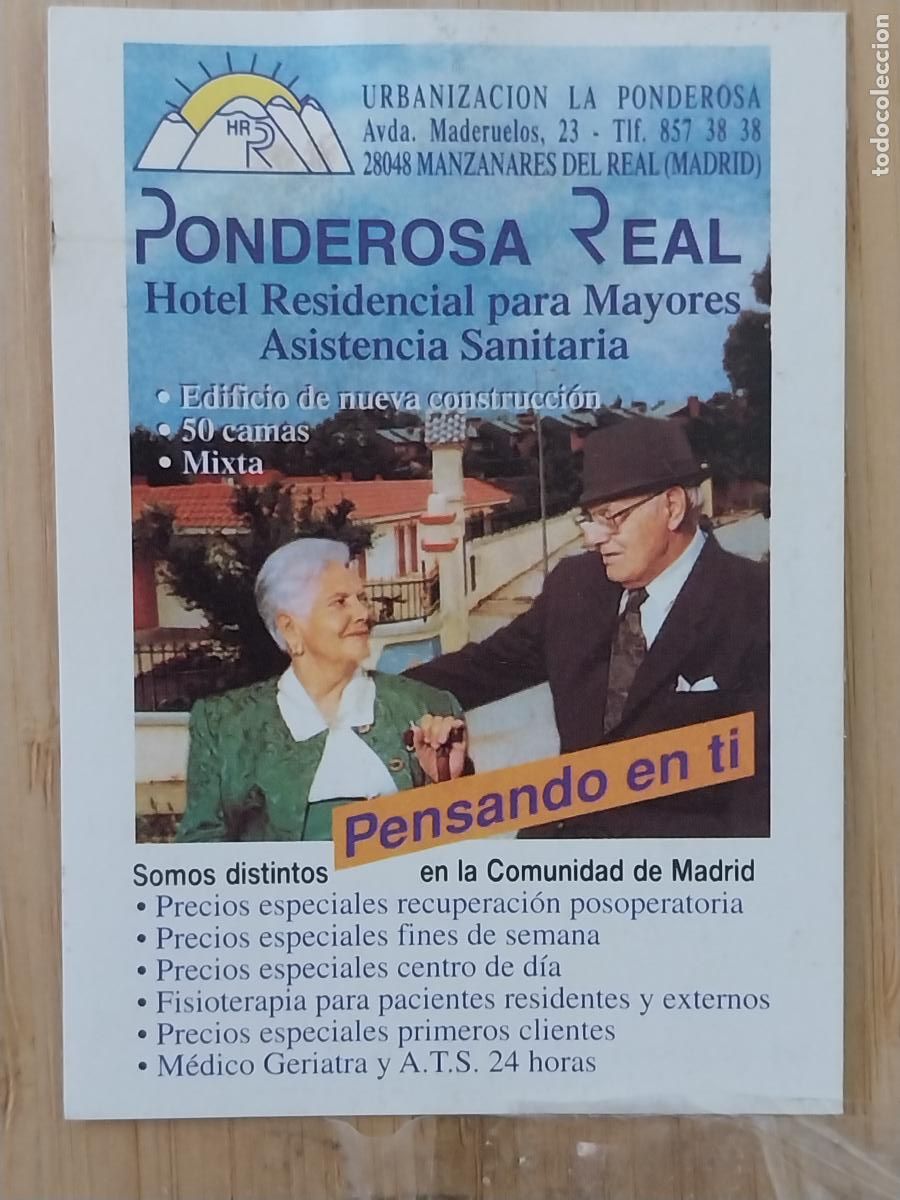 Colecionismo Calend&aacute;rios: RESIDENCIA MAYORES 1999 PUBLI *** PONDEROSA REAL *** REF NO ***