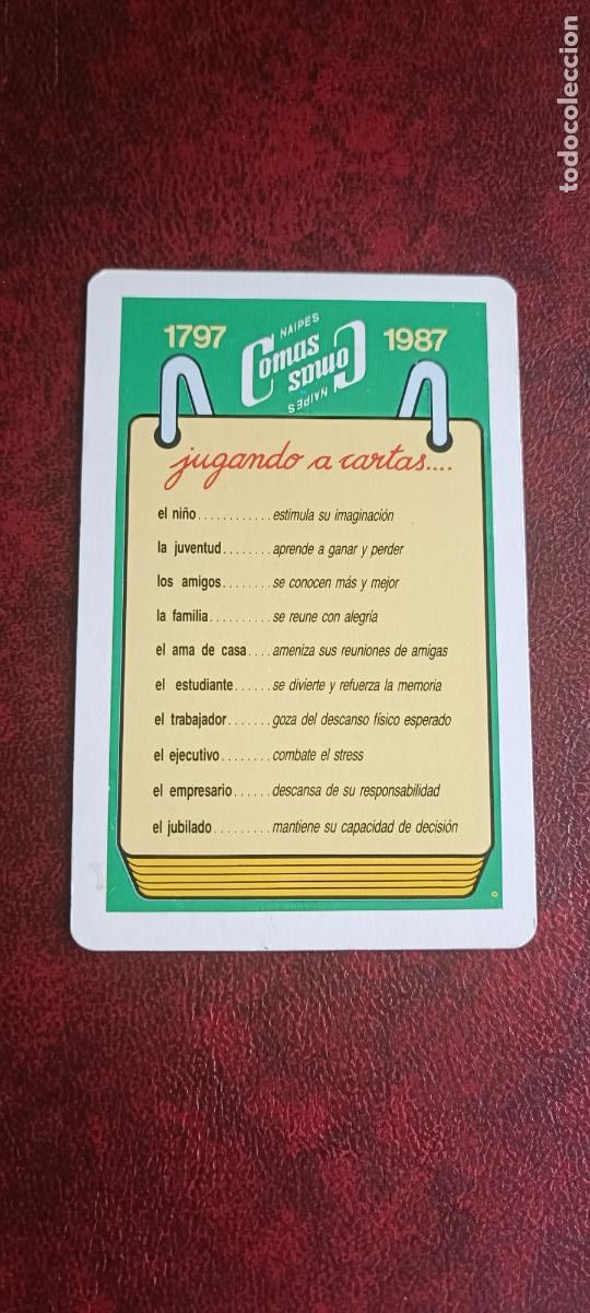 Coleccionismo Calendarios: CALENDARIO DE BOLSILLO COMAS NEGSA 1987 JUGANDO A CARTAS NAIPE BARAJA