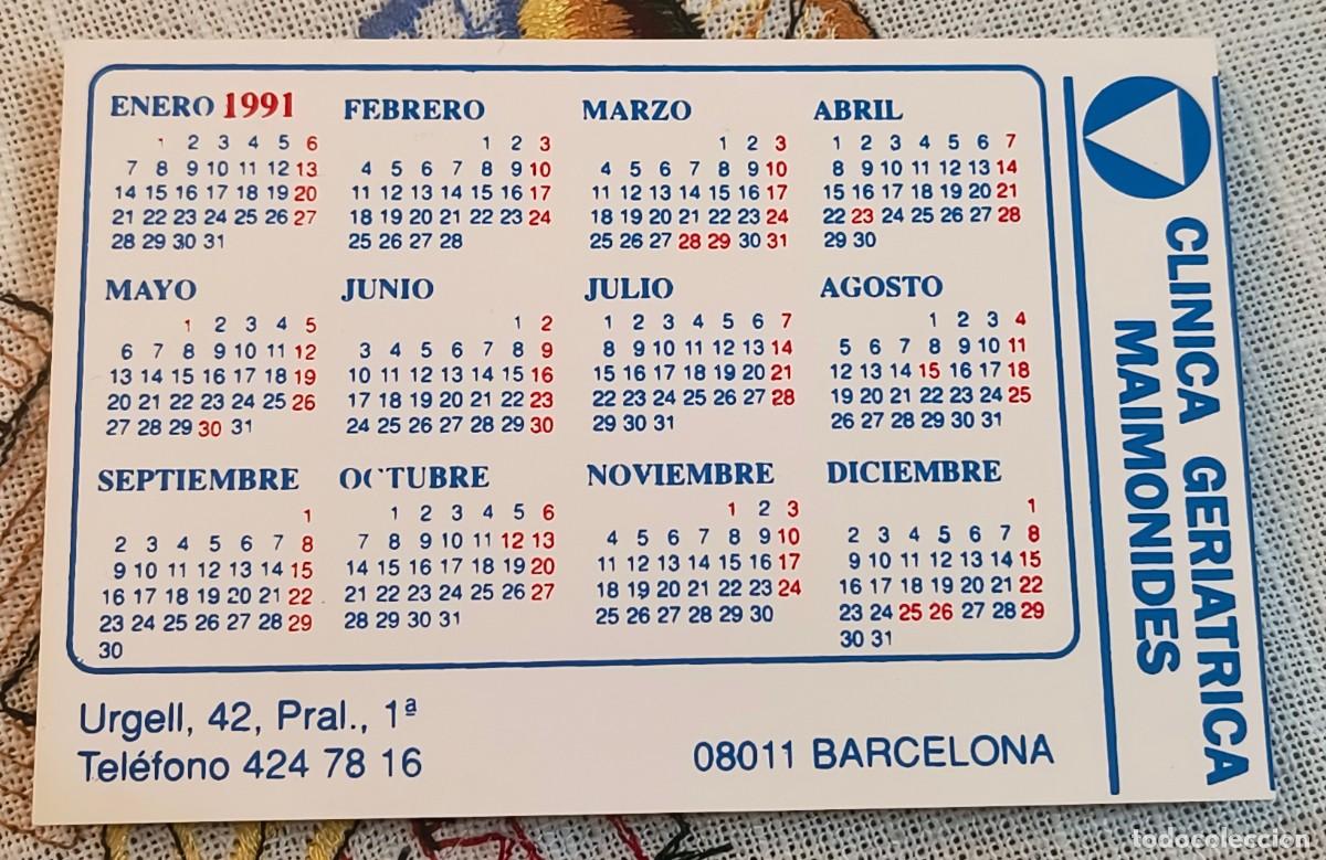 Coleccionismo Calendarios: CALENDARIO DE BOLSILLO | CL&Iacute;NICA GERI&Aacute;TRICA MAIMONIDES - A&Ntilde;O 1991