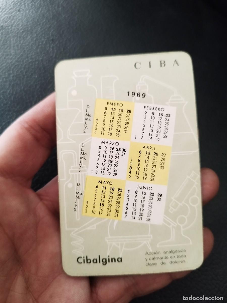 Coleccionismo Calendarios: Antiguo calendario de bolsillo, publicitario de Cibalgina del a&ntilde;o 1969. Medicamento.