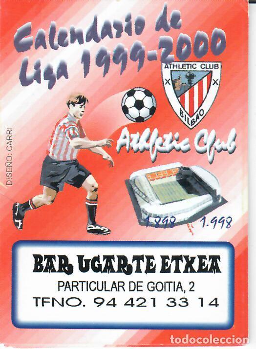 Coleccionismo Calendarios: CALENDARIO DE PUBLICIDAD F&Uacute;TBOL - A&Ntilde;O 2000 - BAR UGARTE ETXEA - ATHLETIC DE BILBAO
