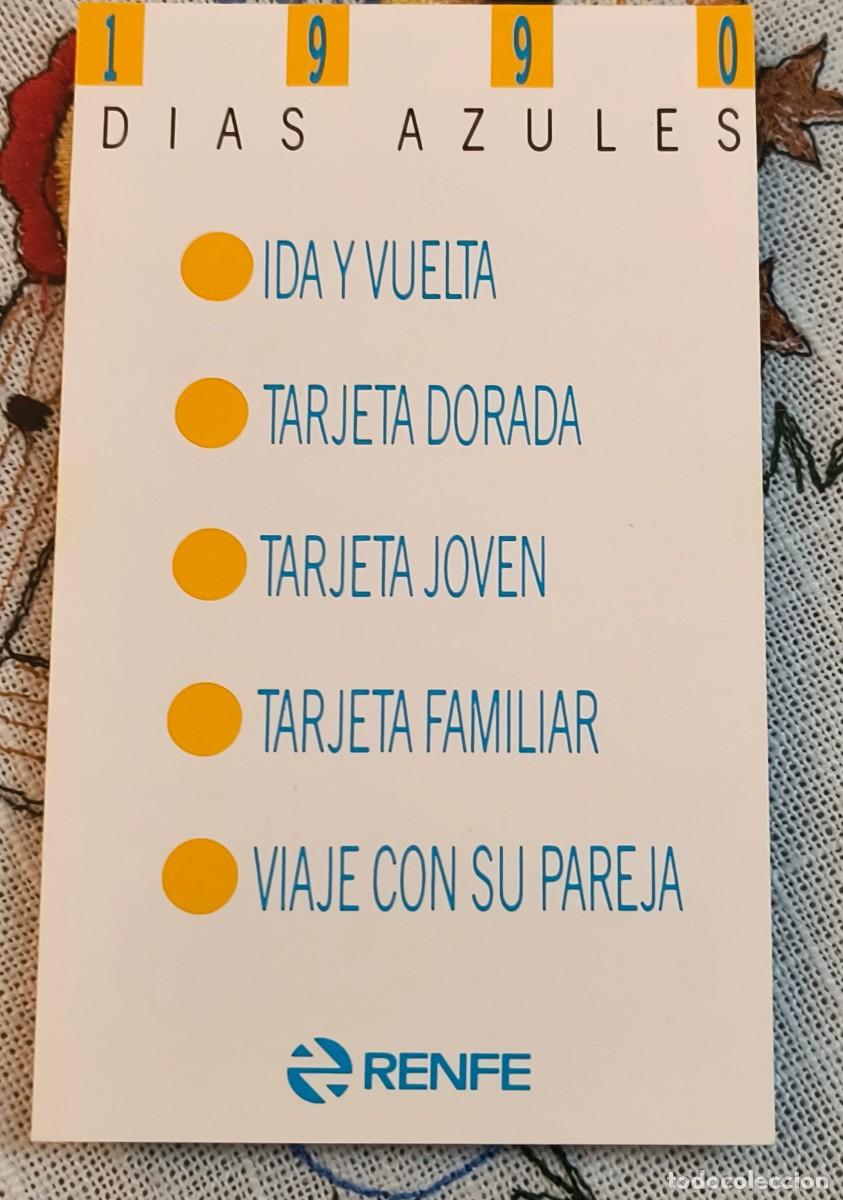 Coleccionismo Calendarios: CALENDARIO DE BOLSILLO | RENFE D&Iacute;AS AZULES - A&Ntilde;O 1990