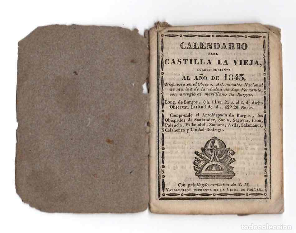 Coleccionismo calendarios: CALENDARIO PARA CASTILLA LA VIEJA CORRESPONDIENTE AL A&Ntilde;O DE 1843