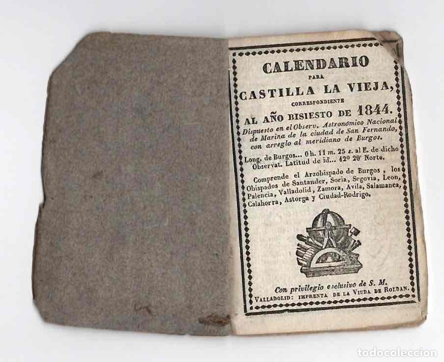 Coleccionismo calendarios: CALENDARIO PARA CASTILLA LA VIEJA CORRESPONDIENTE AL A&Ntilde;O BISIESTO DE 1844