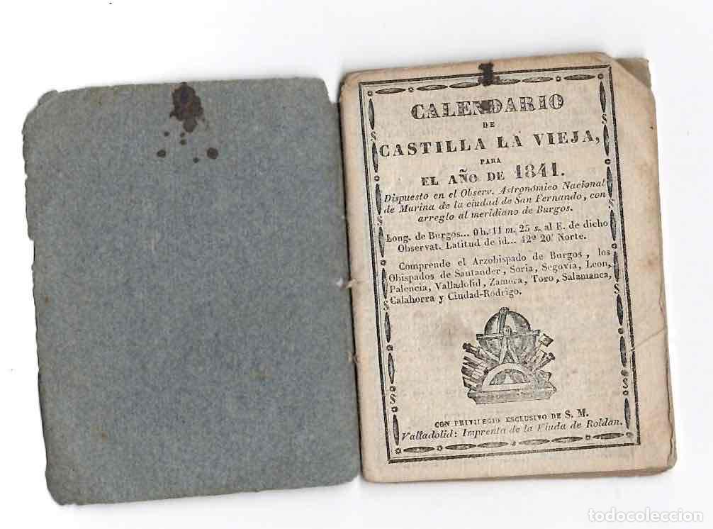 Coleccionismo calendarios: CALENDARIO PARA CASTILLA LA VIEJA CORRESPONDIENTE AL A&Ntilde;O DE 1841