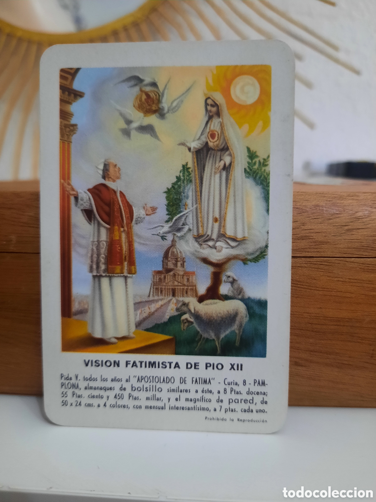 Coleccionismo calendarios: Calendario de Bolsillo H.fournier 1960 Visi&oacute;n Fatimista de Pio XII