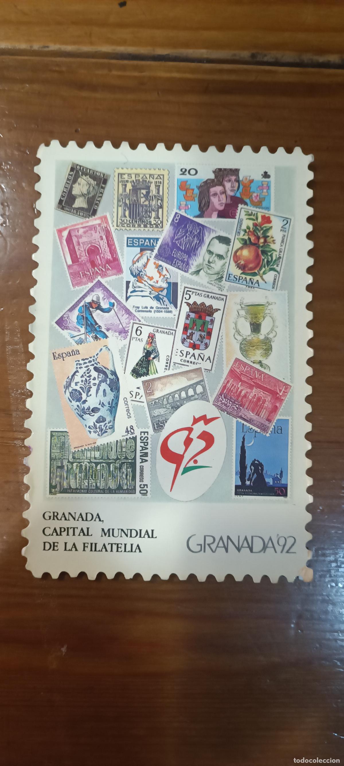 Coleccionismo calendarios: CALENDARIO BOLSILLO COLECCIONISMO FILATELIA 1992 (PUBLICIDAD LECHE PULEVA. GRANADA 92)