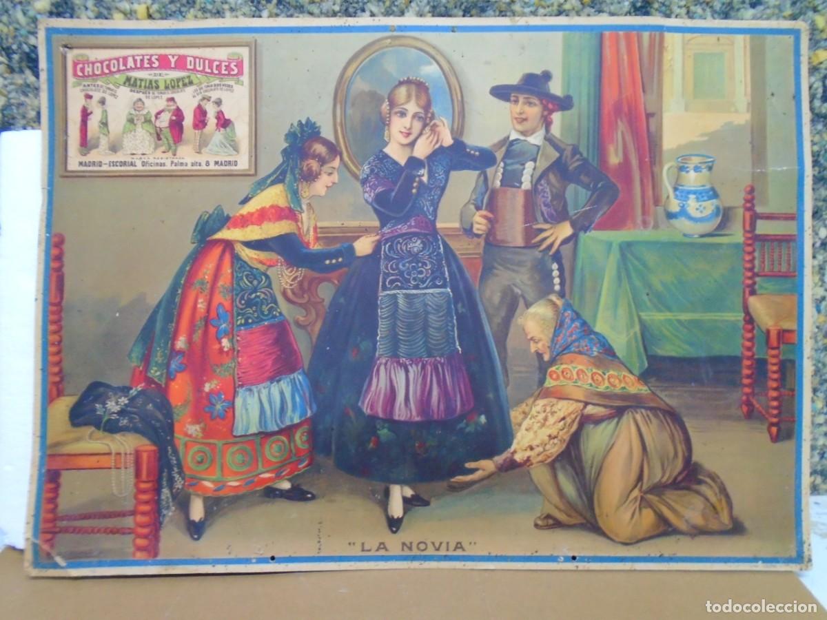 Collezionismo Calendari: CHOCOLATES Y DULCES DE MATIAS LOPEZ.MADRID-ESCORIAL.ANTIGUO CALENDARIO. 48X34 CM.