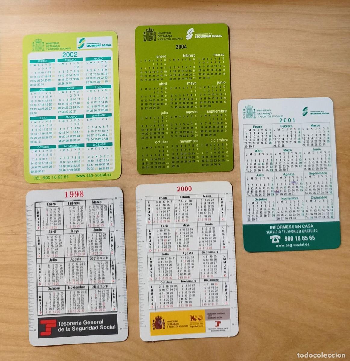 Collectionnisme Calendriers: Ca 24 Lote 5 Calendarios 1998, 2000, 2001, 2002, 2004 - Instituto Nacional de la Seguridad Social
