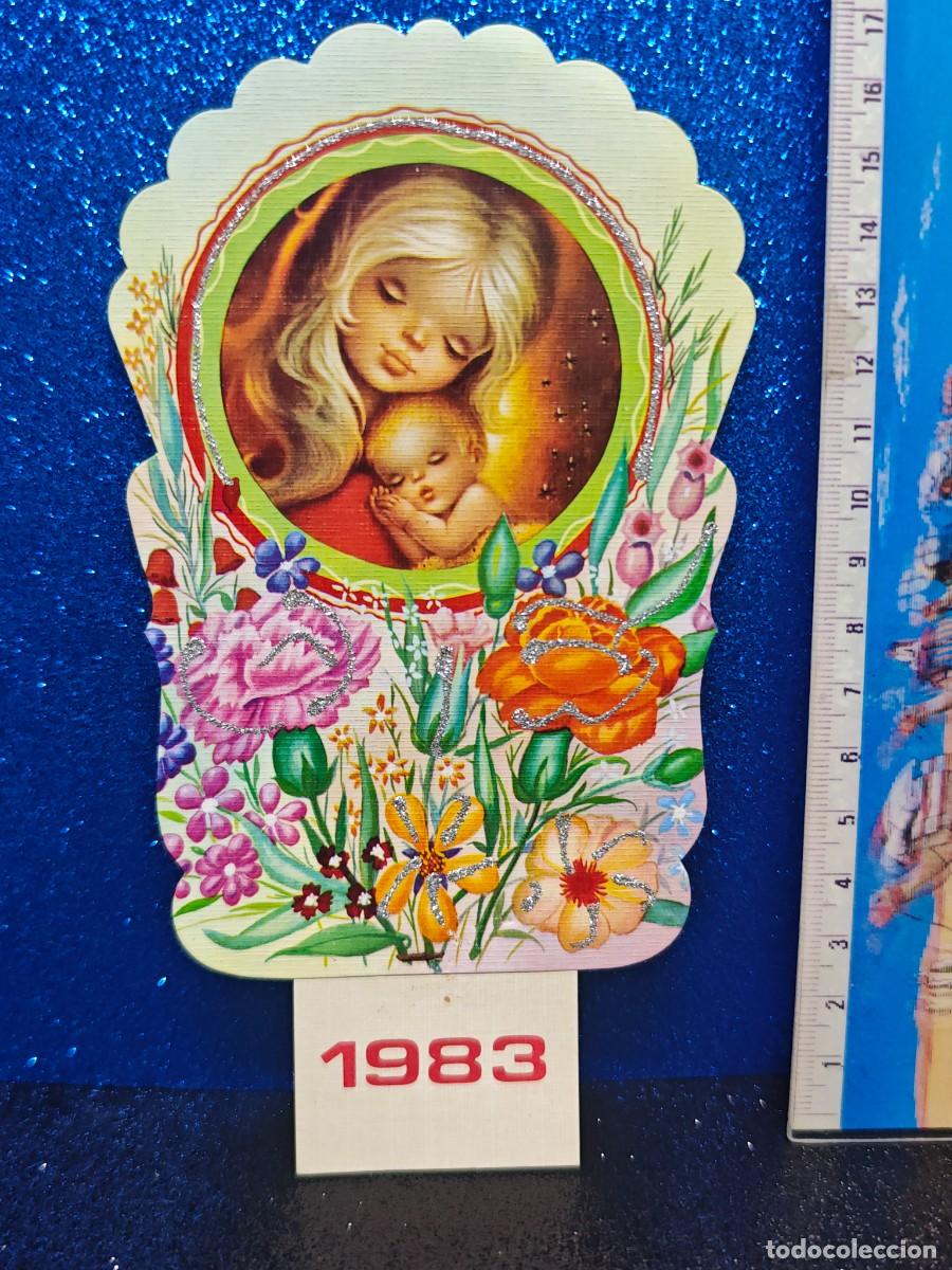 Coleccionismo calendarios: CALENDARIO TROQUELADO . VIRGEN MAR&Iacute;A CON NI&Ntilde;O JES&Uacute;S, RODEADOS DE FLORES. A&Ntilde;O 1983