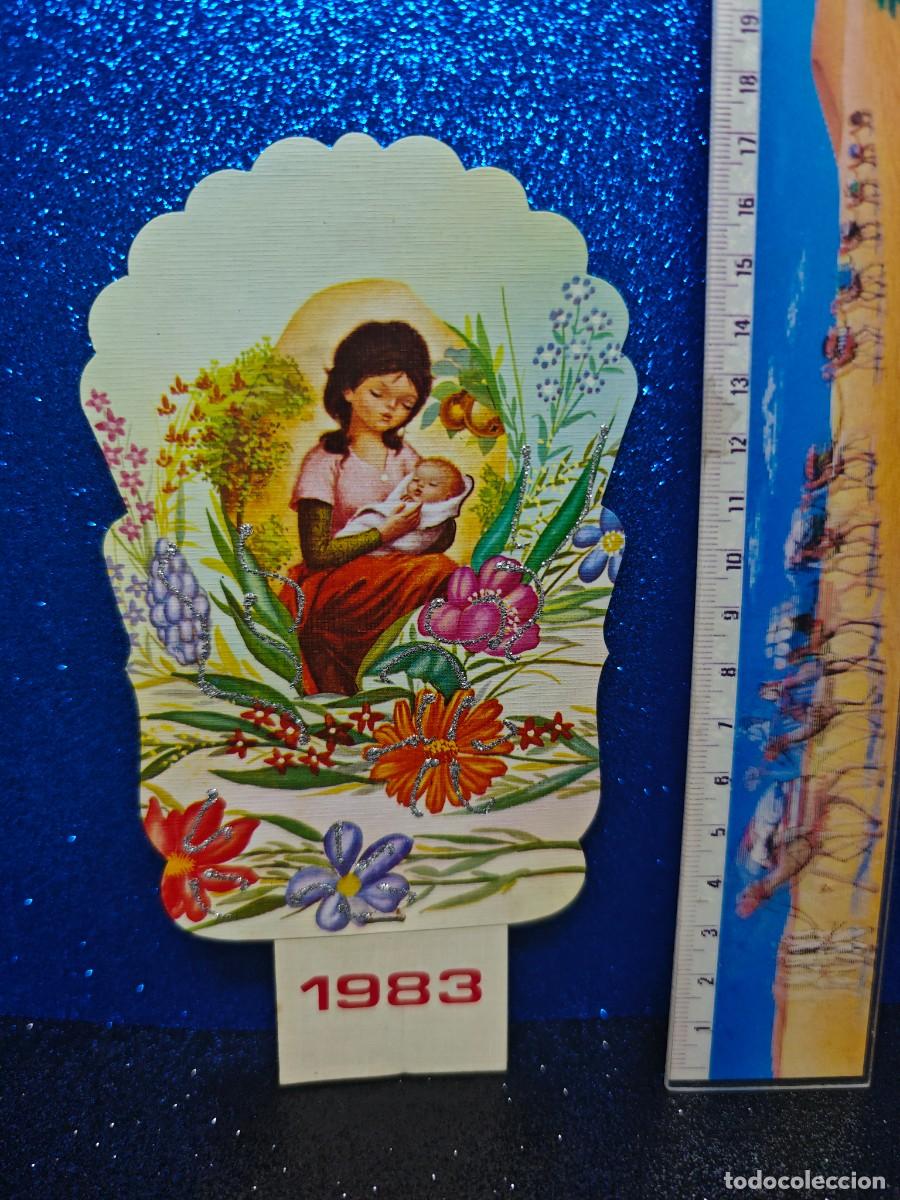 Coleccionismo calendarios: CALENDARIO TROQUELADO . VIRGEN MAR&Iacute;A CON NI&Ntilde;O JES&Uacute;S, RODEADOS DE FLORES. A&Ntilde;O 1983