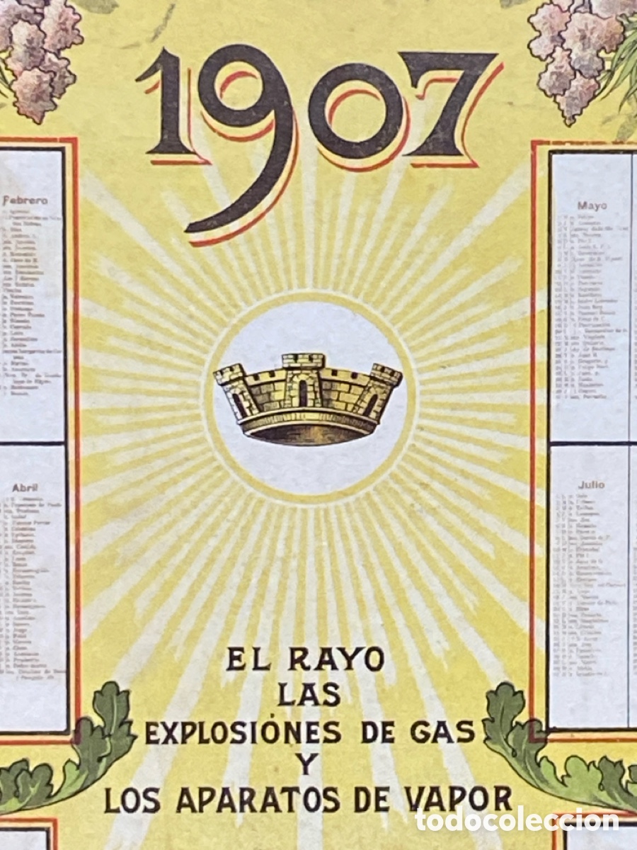 Coleccionismo calendarios: Publicidad calendario El rayo 1907 Compa&ntilde;&iacute;a de gas y aparatos de vapor