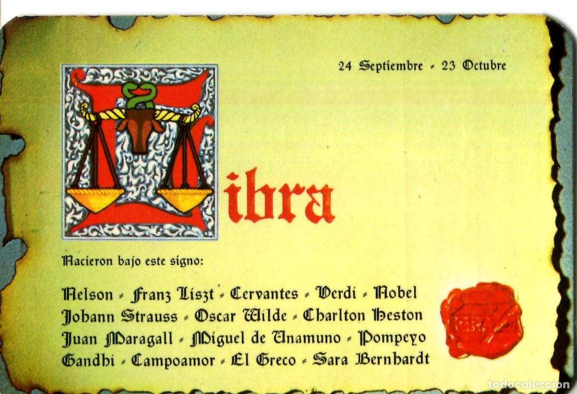 Coleccionismo calendarios: CALENDARIO HOROSCOPO ZODIACO LIBRA A&Ntilde;O 1974