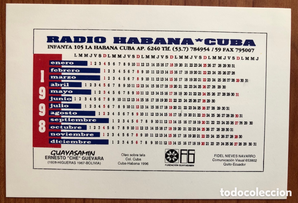 Coleccionismo calendarios: Calendario 1998 Radio Habana- Cuba