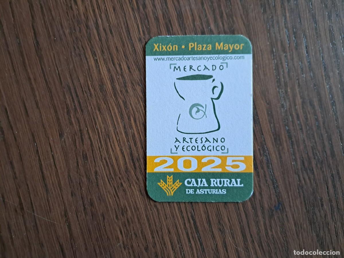 Coleccionismo calendarios: calendario de publicidad, mercado artesano y ecol&oacute;gico, plaza mayor Xix&oacute;n, Caja rural Asturias, 2025