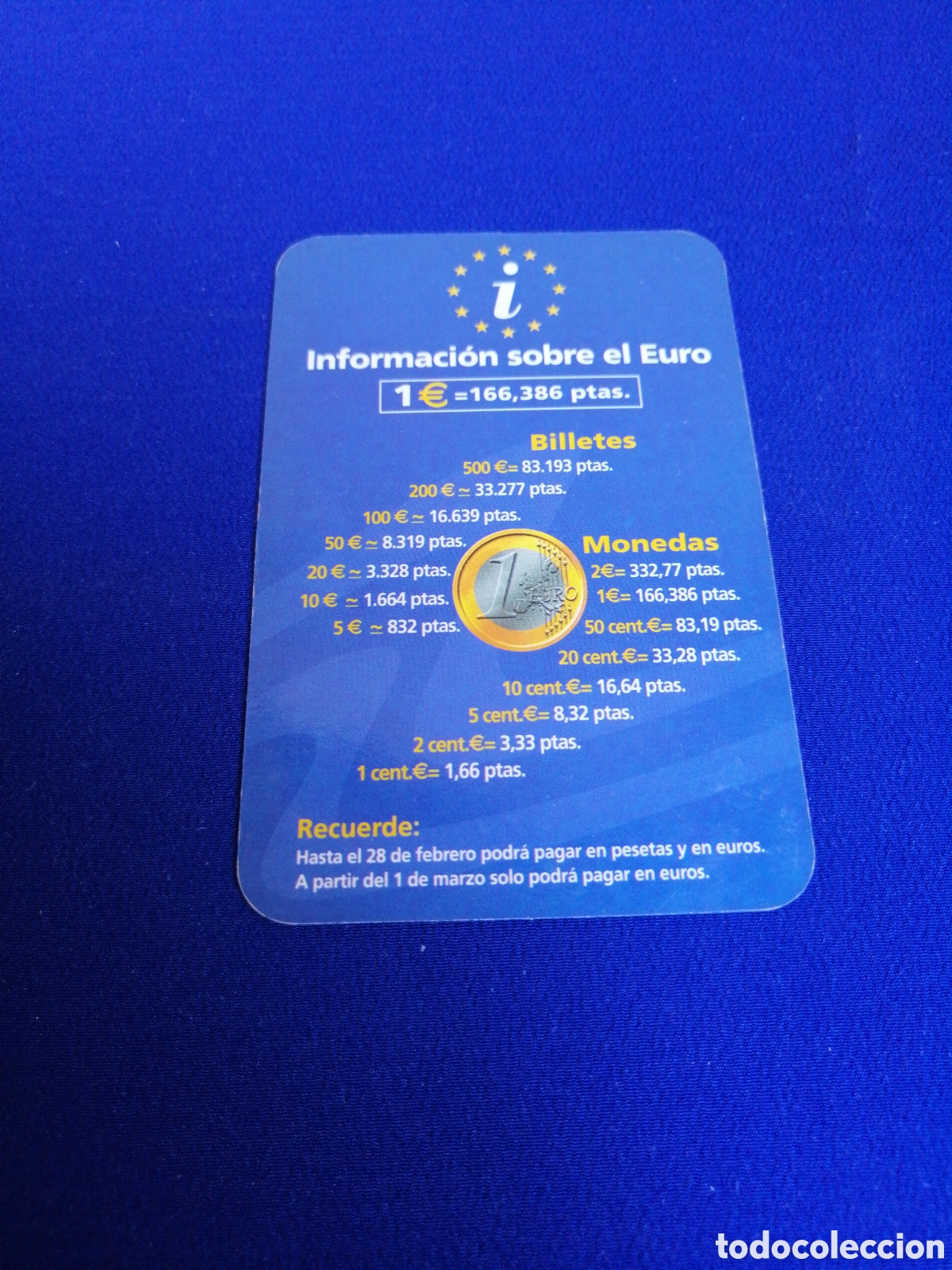 Collectionnisme Calendriers: INFORMACI&Oacute;N SOBRE EL EURO - AGUAS DE VALENCIA A&Ntilde;O 2002 CALENDARIO