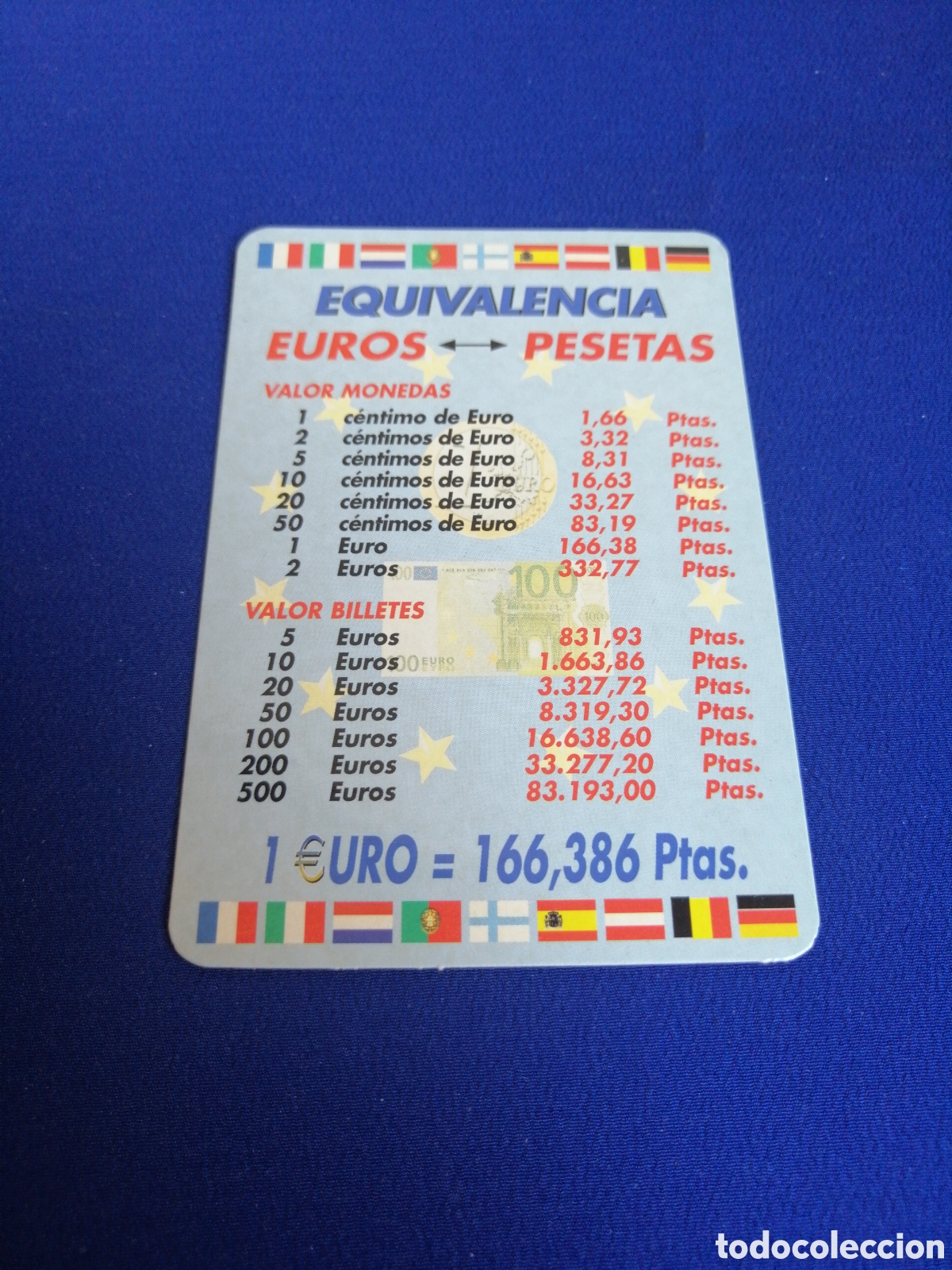 Sammeln von Kalendern: EQUIVALENCIA EUROS PESETAS - MUEBLES LOS ANGELES A&Ntilde;O 2002 CALENDARIO