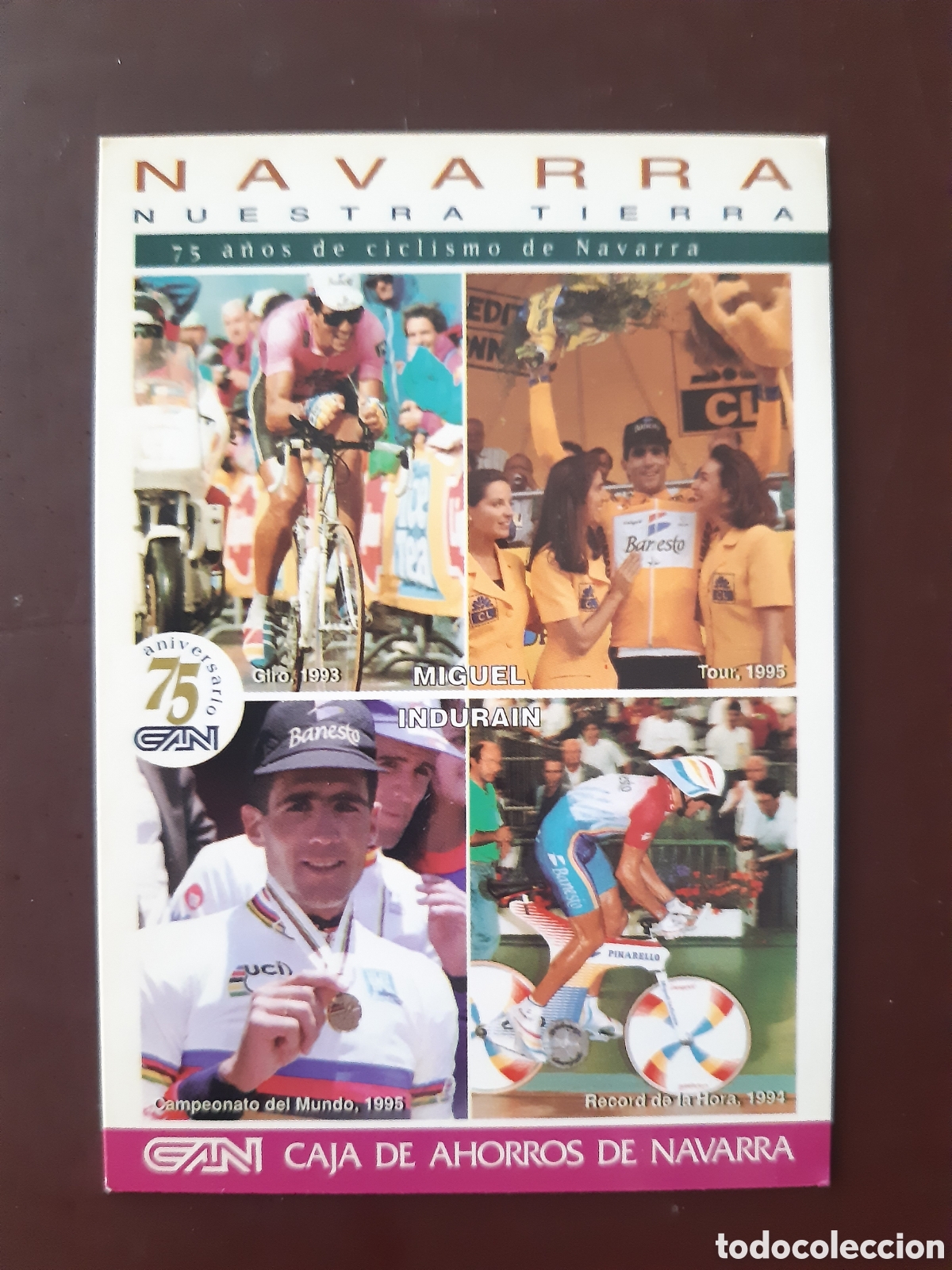 Coleccionismo calendarios: Calendario Caja Ahorros de Navarra 1996 ciclismo
