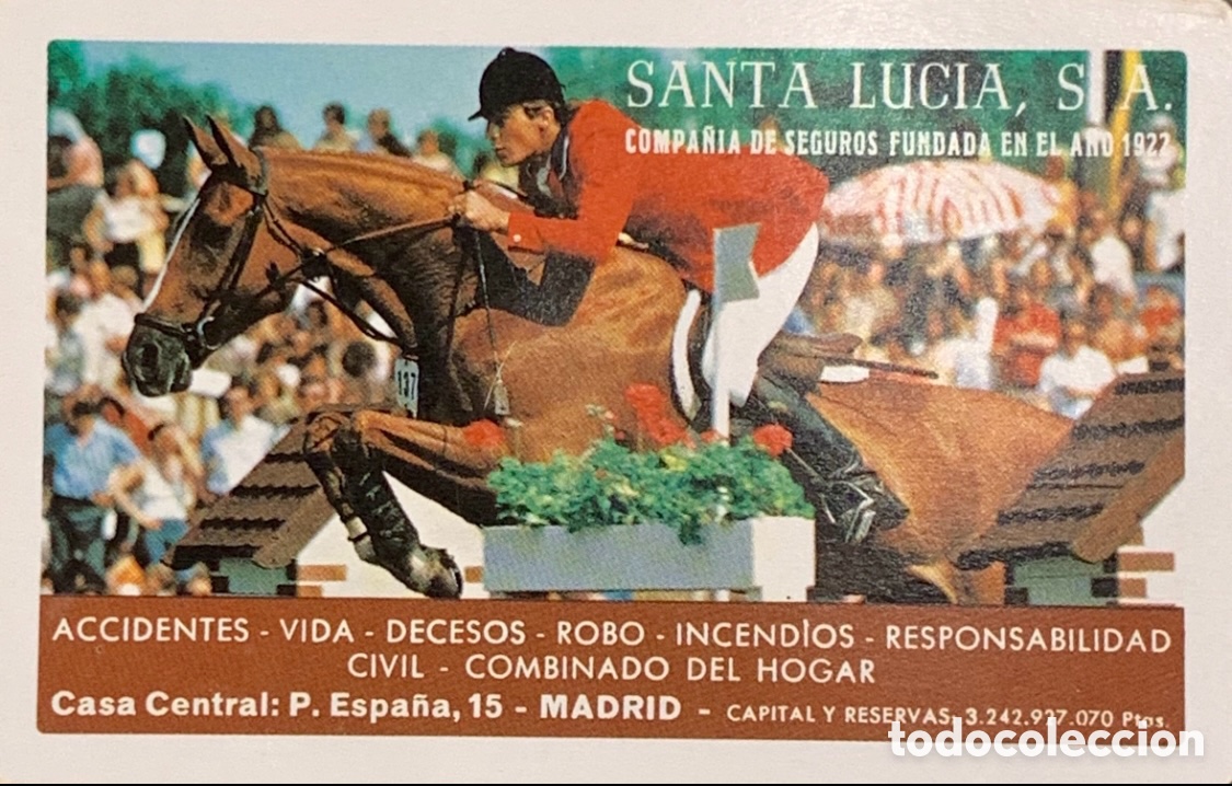 Coleccionismo calendarios: Calendario de bolsillo. Seguros SANTA LUCIA. 1982.