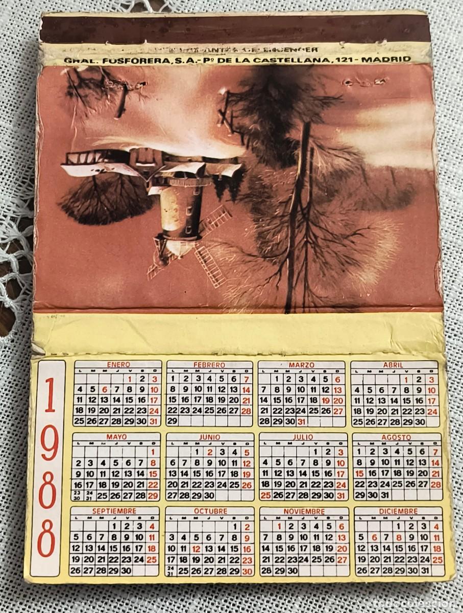 Coleccionismo calendarios: CAJA DE CERILLAS CON CALENDARIO - A&Ntilde;O 1988 - GENERAL FOSFORERA