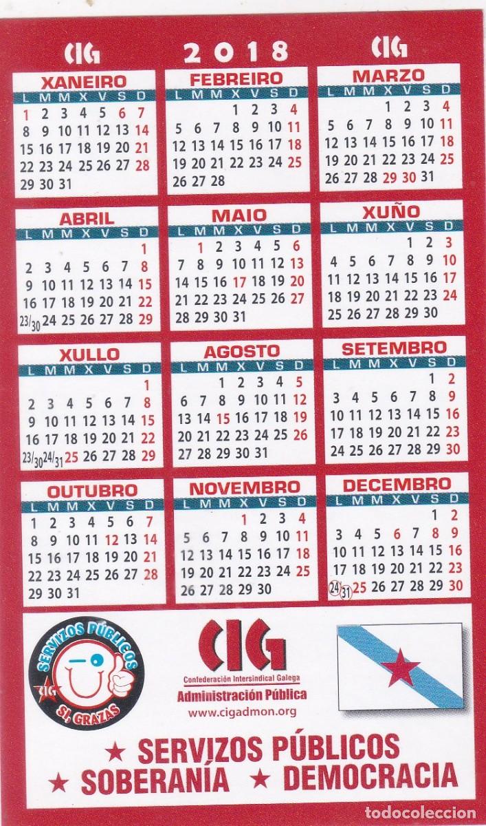 Coleccionismo calendarios: CALENDARIO PEGATINA 2018 - SINDICATO CIG. ADMINISTRACI&Oacute;N PUBLICA (GALICIA)