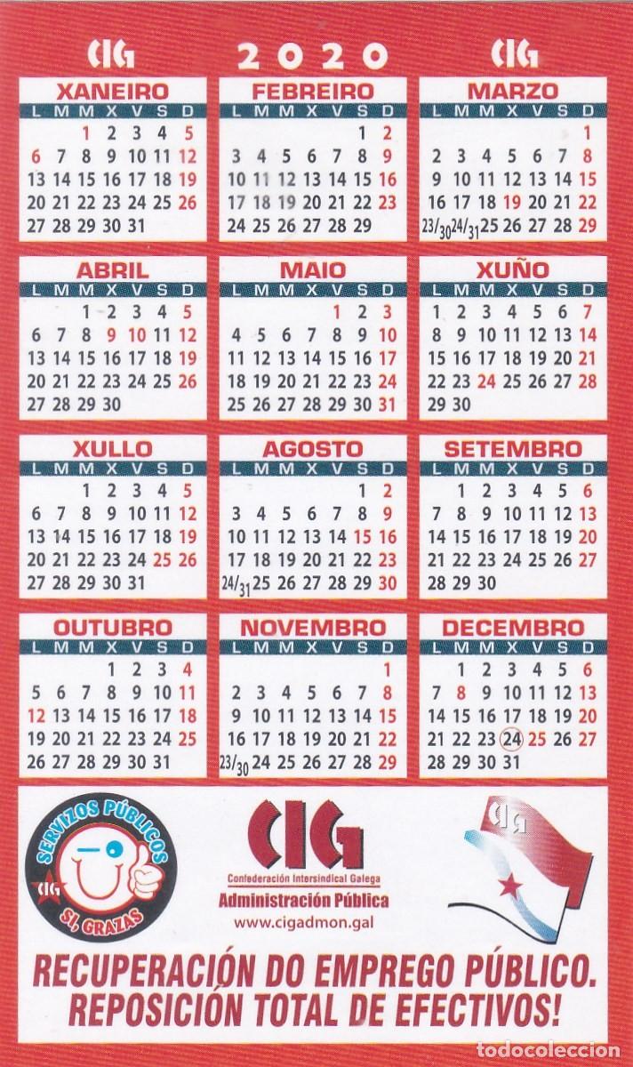 Coleccionismo calendarios: CALENDARIO PEGATINA 2020 - SINDICATO CIG. ADMINISTRACI&Oacute;N PUBLICA (GALICIA)