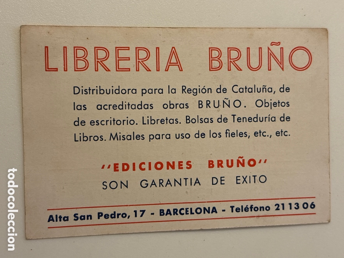 Coleccionismo calendarios: CALENDARIO DE BOLSILLO PUBLICIDAD LIBRER&Iacute;A BRU&Ntilde;O EDICIONES 1956