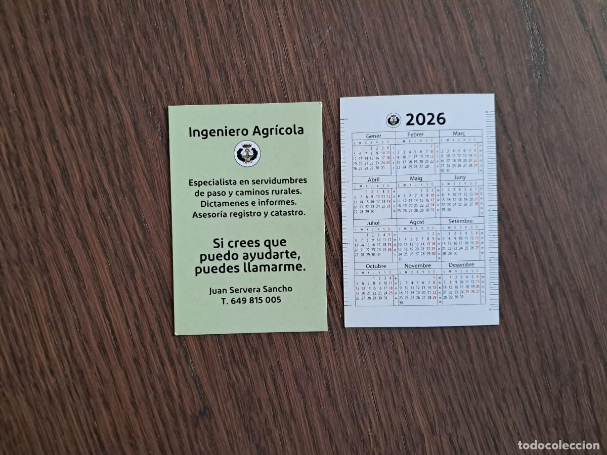 Coleccionismo calendarios: calendario de publicidad, Juan Servera Sancho, Ingeniero agr&iacute;cola, a&ntilde;o 2026