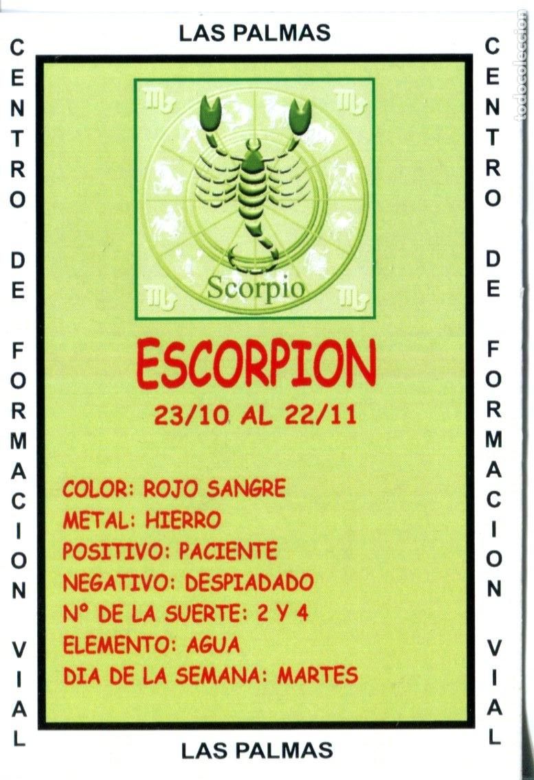 Coleccionismo calendarios: CALENDARIO DE BOLSILLO A&Ntilde;O 2012 HOR&Oacute;SCOPO ESCORPION- PUBLICIDAD LAS PALMAS