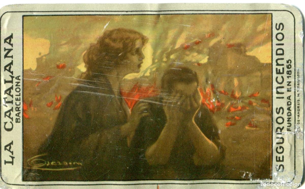 Colecionismo Calend&aacute;rios: Calendario met&aacute;lico - Seguros contra incendios La Catalana (Barcelona) A&ntilde;o 1927 Dificil de ver