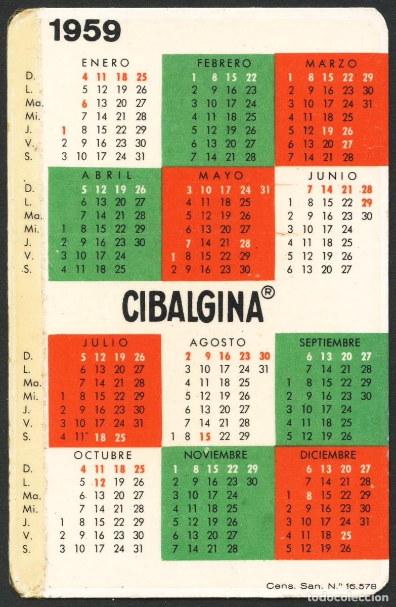 Coleccionismo calendarios: CALENDARIO DE BOLSILLO, CIBA, CIBALGINA, 1959, 1960
