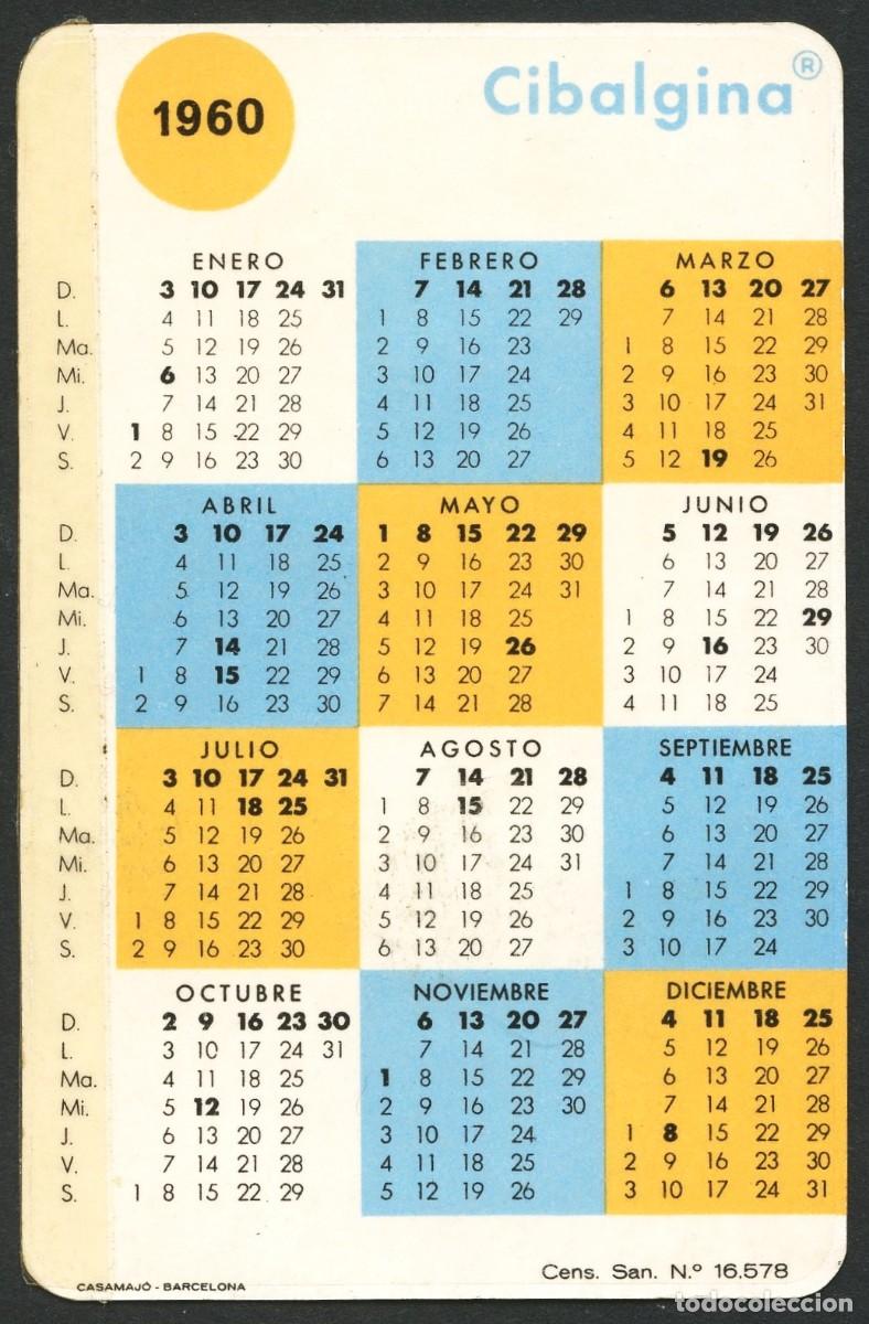 Coleccionismo calendarios: CALENDARIO DE BOLSILLO, CIBA, CIBALGINA, 1960, 1961