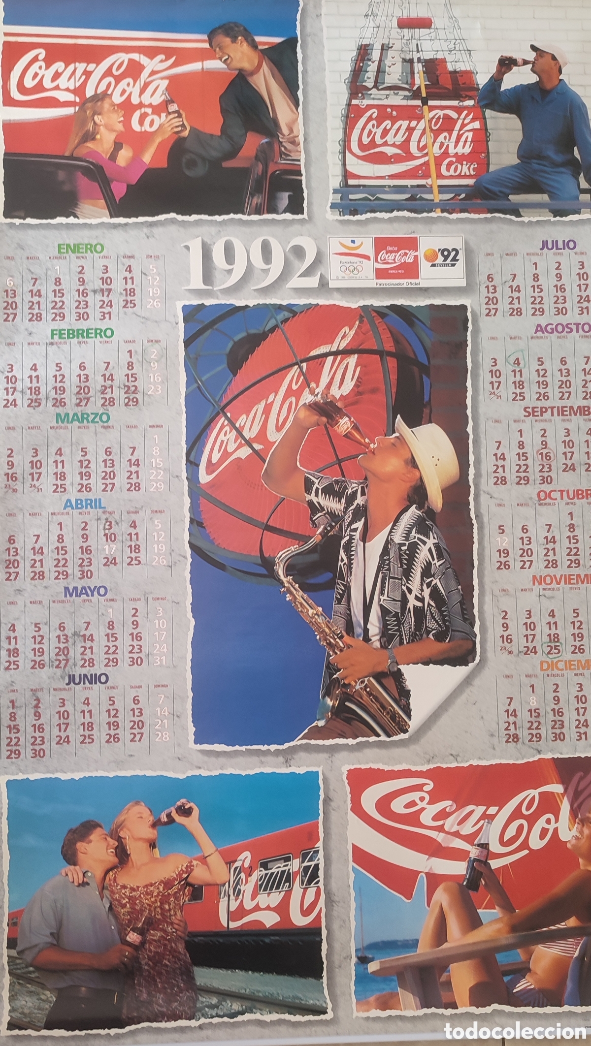 Coleccionismo calendarios: Calendario de Cocacola 1992