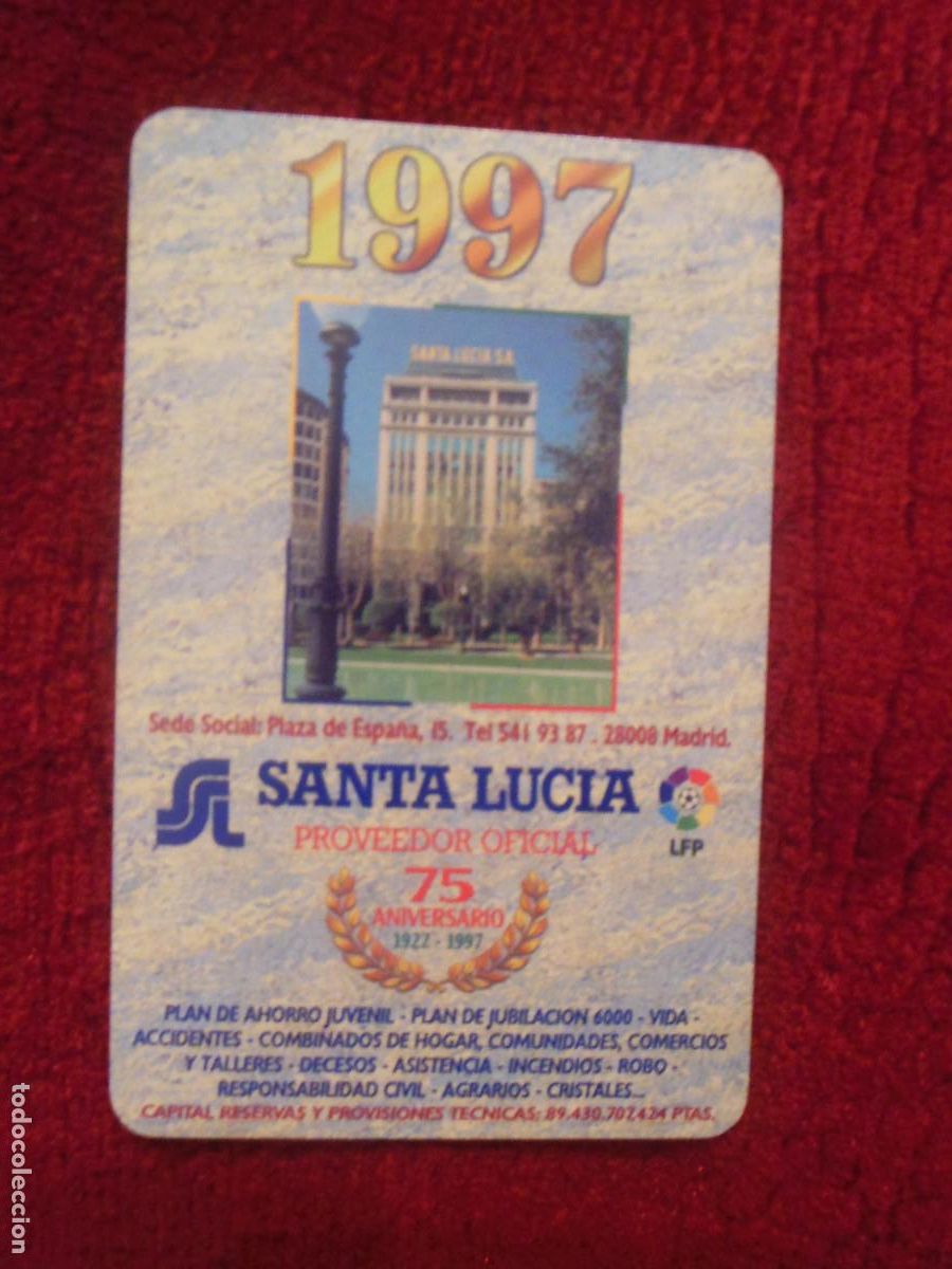 Colecionismo Calend&aacute;rios: 1997 SEGUROS SANTA LUCIA 75 ANIMERSARIO MADRID CALENDARIO DE FOURNIER