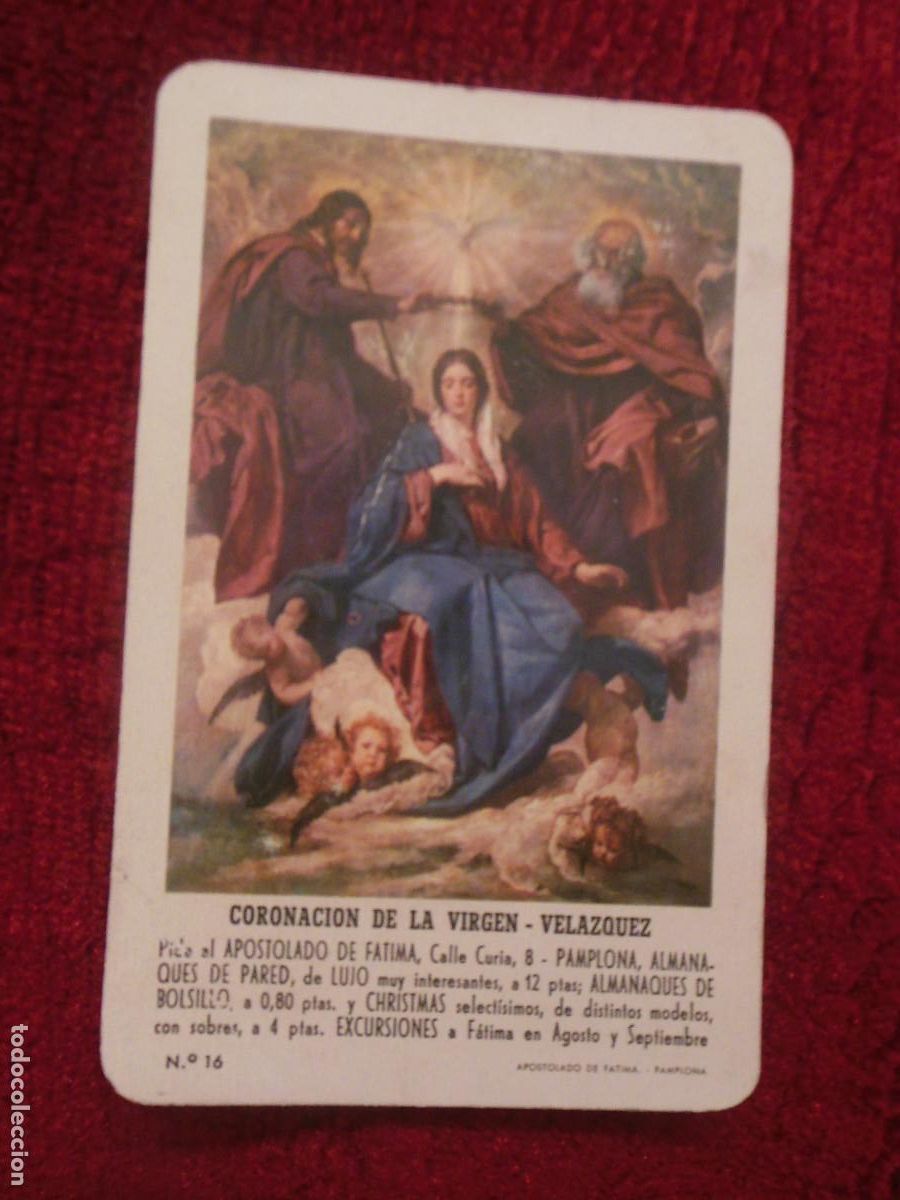 Colecionismo Calend&aacute;rios: 1967 CORONACI&Oacute;N DE LA VIRGEN VELAZQUEZ N&ordm; 16 CALENDARIO DE FOURNIER