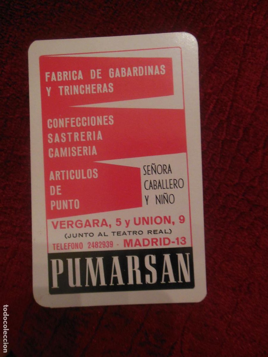 Colecionismo Calend&aacute;rios: 1969 PUMARSAN FABRICA DE GABARDINAS Y TRINCHERAS MADRID CALENDARIO DE FOURNIER