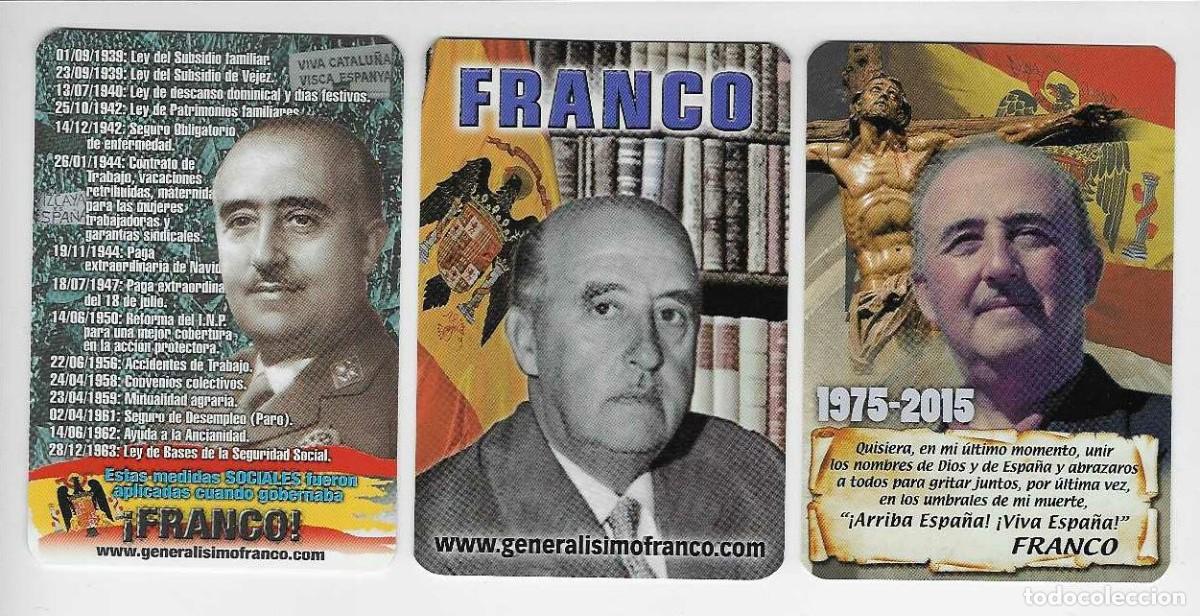 Colecionismo Calend&aacute;rios: 3 CALENDARIOS DE BOLSILLO A&Ntilde;OS 2013 - 2015 GENERALISIMO FRANCO - VER FOTO REVERSOS