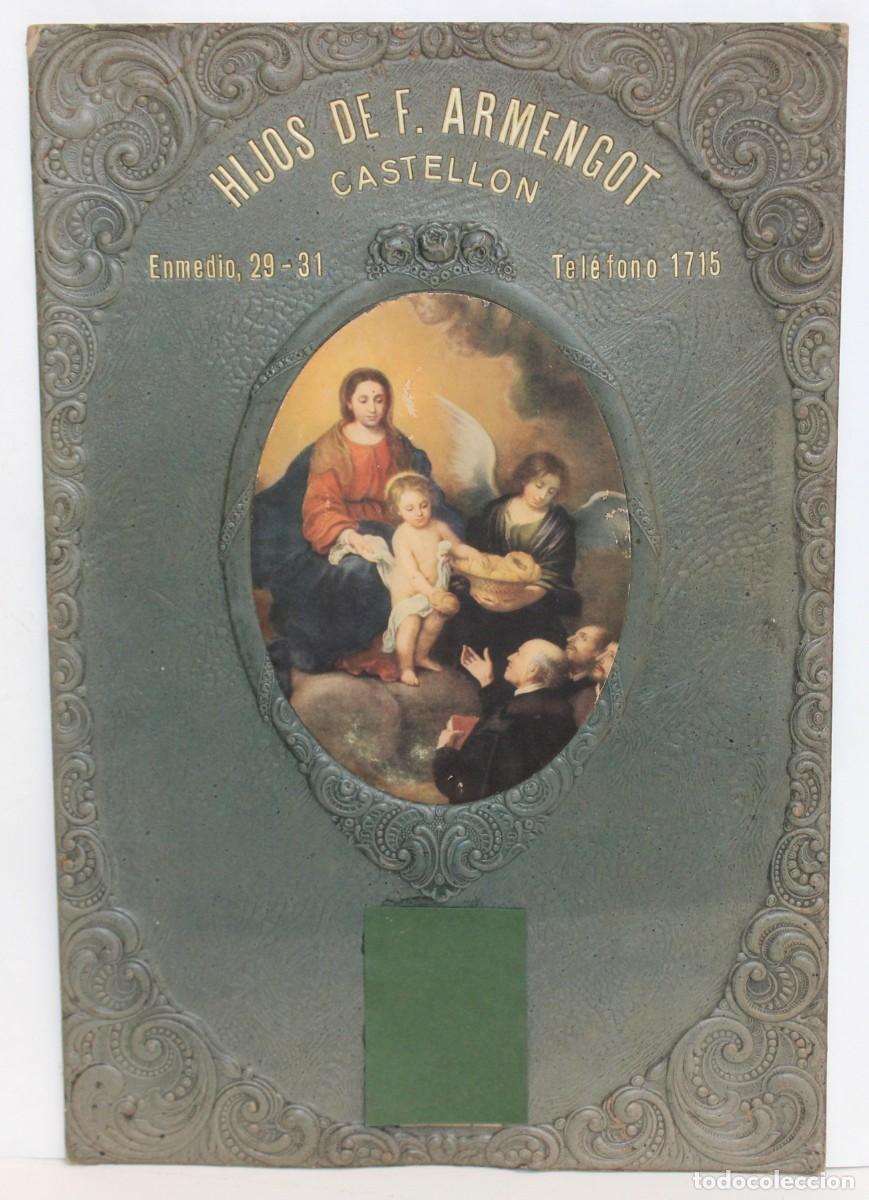 Coleccionismo calendarios: CARTEL PUBLICITARIO PARA SOPORTE DE CALENDARIO. HIJOS DE F. ARMENGOT (CASTELLON)