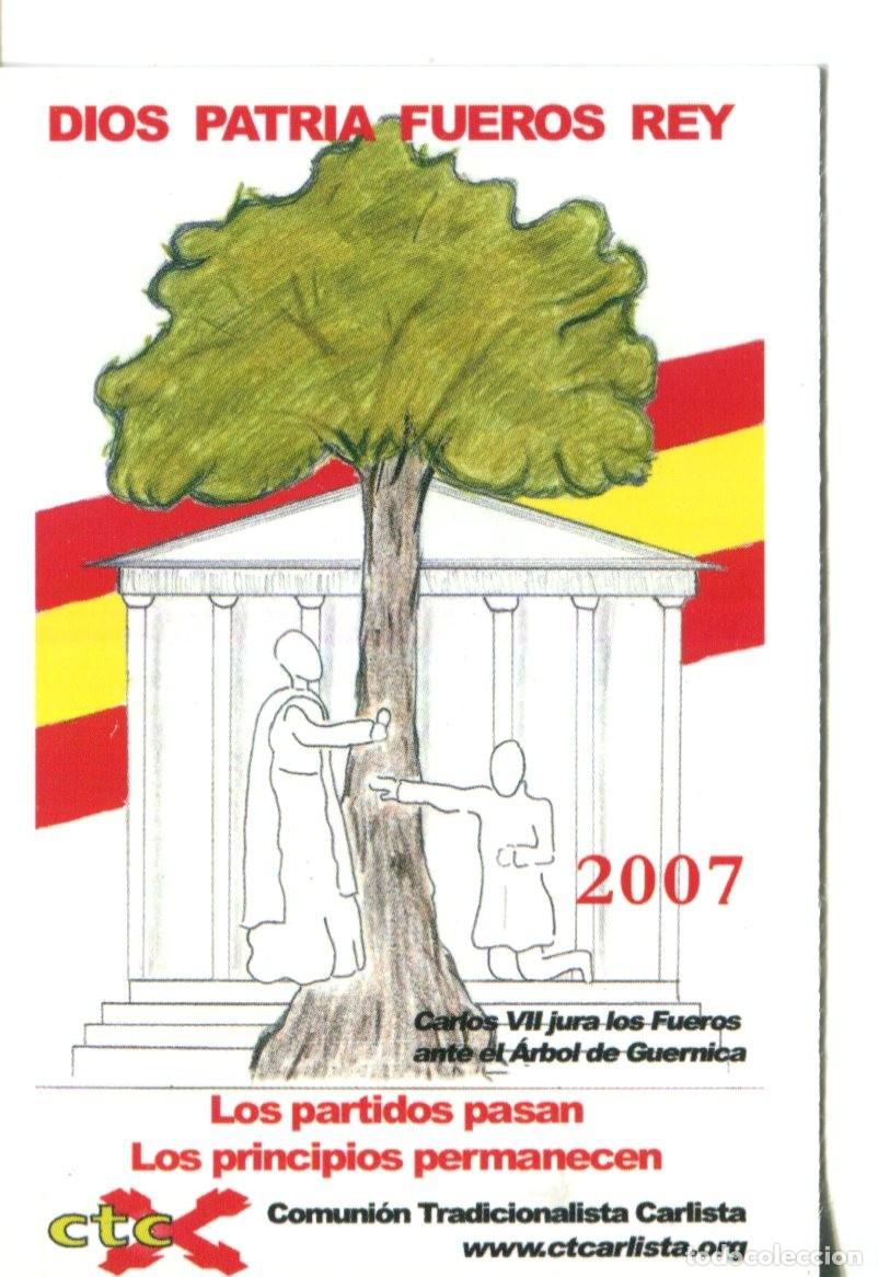 Coleccionismo calendarios: Calendario bolsillo - A&Ntilde;O 2007 - COMUNI&Oacute;N TRADICIONALISTA CARLISTA Dios Patria Fueros Rey