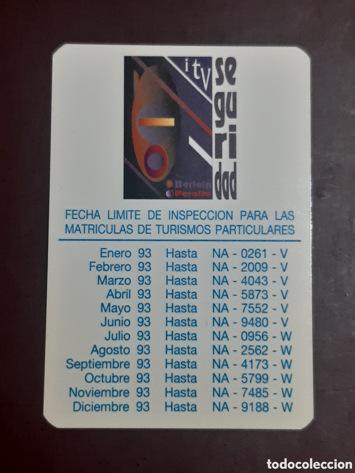Coleccionismo calendarios: Calendario ITV Navarra 1993